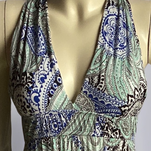 Necessary Objects Maxi Sundress Mint/Blue/Black Paisley with Racer Back - Picture 4 of 4